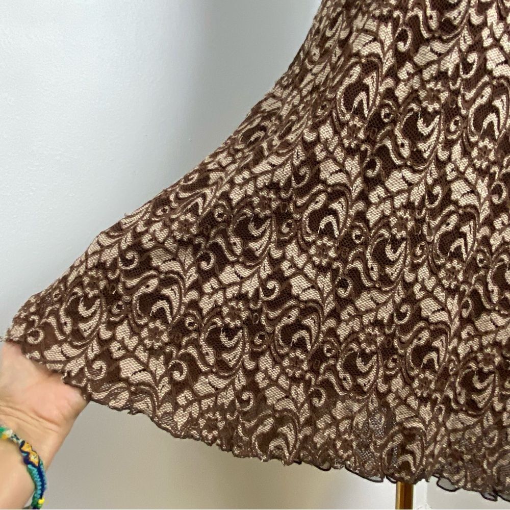 Vtg Studio Y Lace‎ Dress Brown Whimsigoth Romantic Grunge Sleeveless Women L - Picture 6 of 13